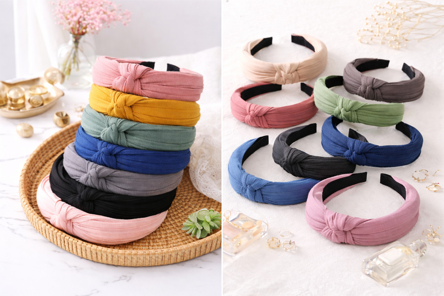  diademas de tela de colores